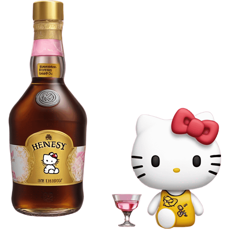 Hennessy bottle with hello Kitty emoji