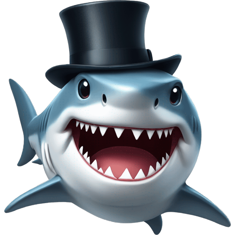 Shark with a top hat emoji