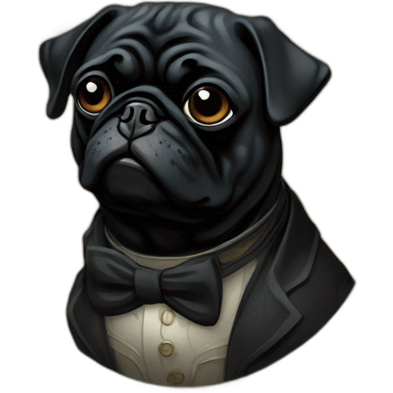 A cyberpunk black pug in Art Nouveau style during 1910 emoji