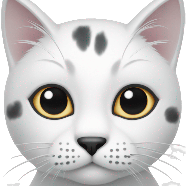 A white cat with big black spots emoji