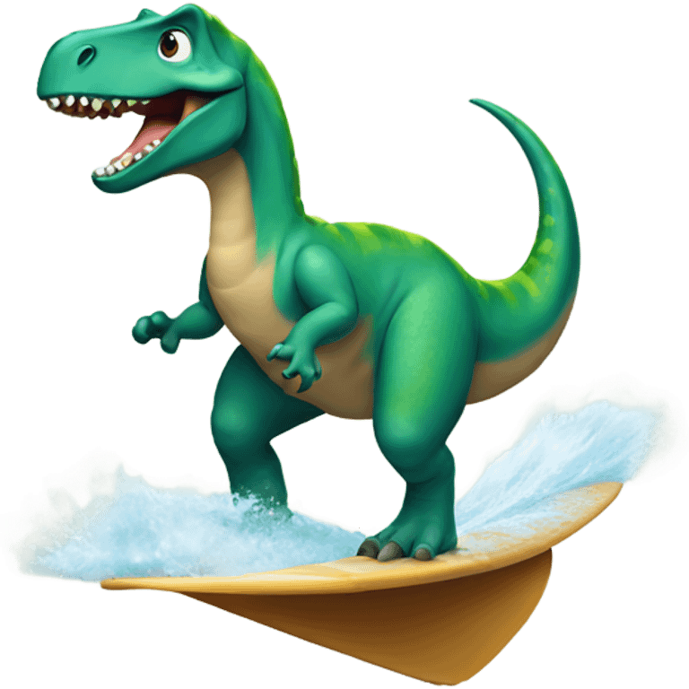 A dinosaur surfing  emoji