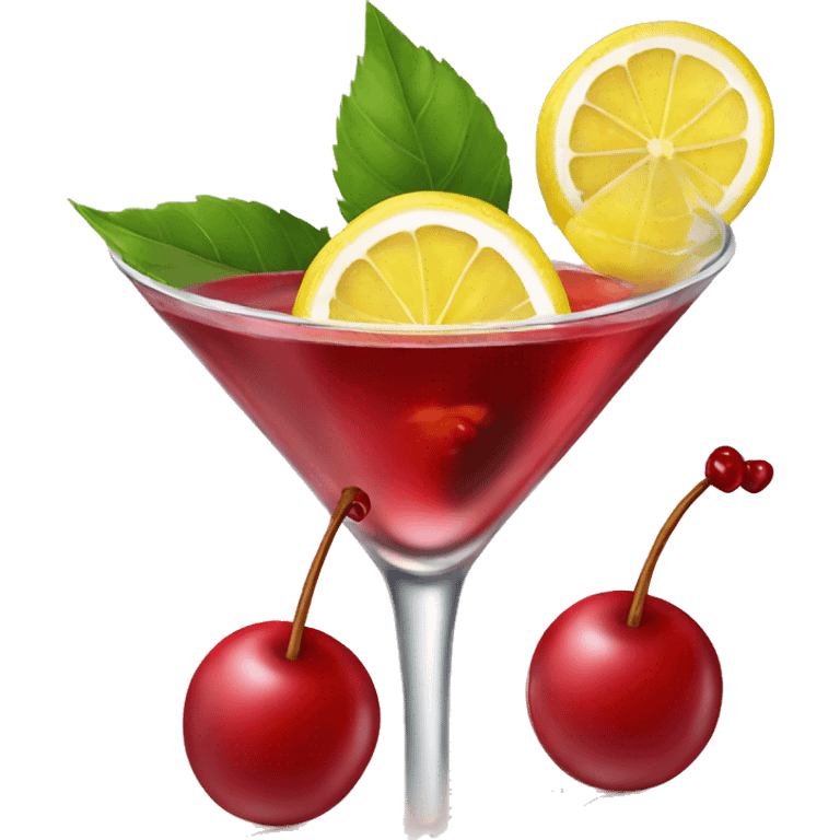 Red martini with cherry and lemon emoji