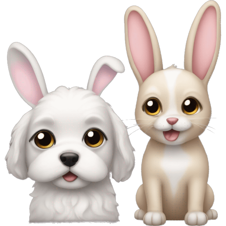 Dog and bunny best friend  emoji