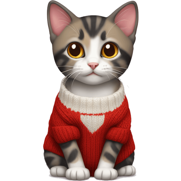 tricolor kitten in a red sweater emoji