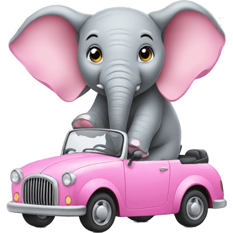 An elephant with a car pink emoji