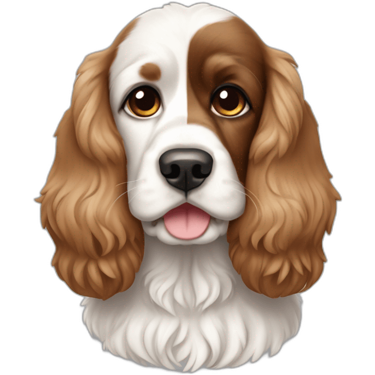 Perro cocker Spaniel blanco u marrón con orejas grandes  emoji