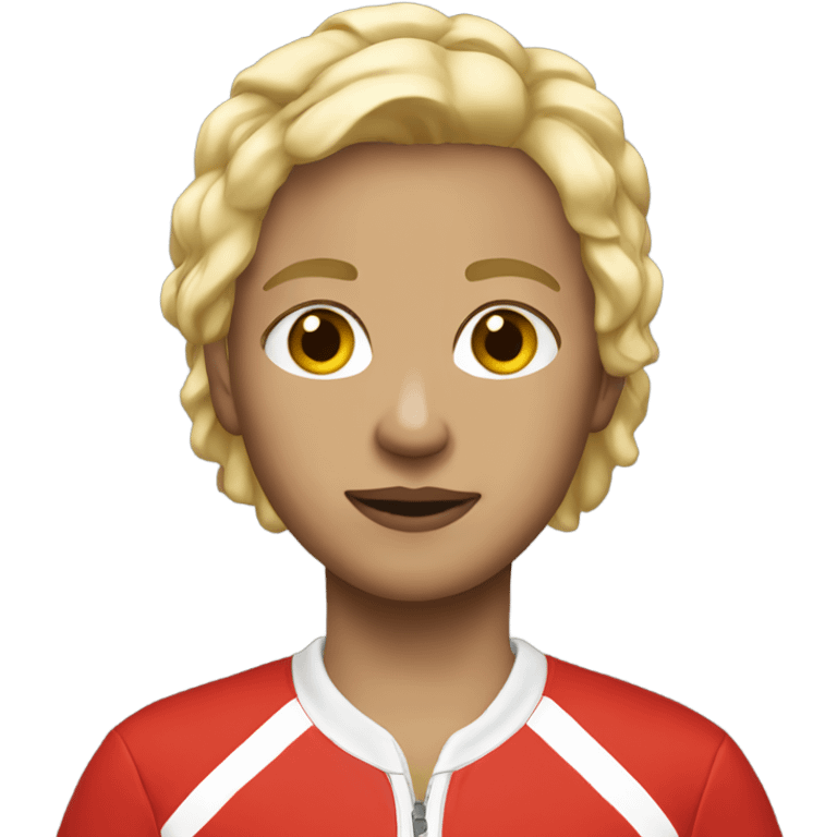 Short blonde hair red tracksuit  emoji