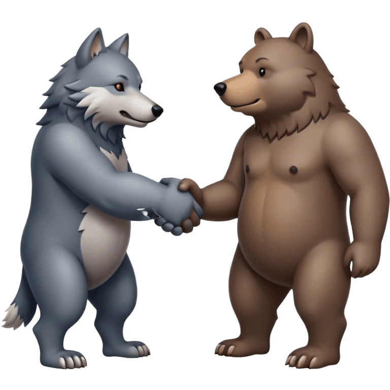 Wolf and Bear shake hands emoji