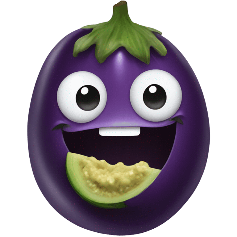 Eggplant eating a pickle emoji