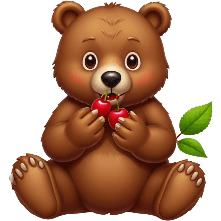 Bear eating cherrys emoji