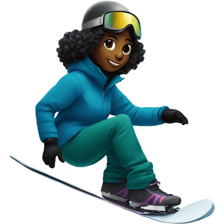 Snowboard black girl on hill emoji