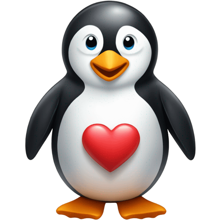 Penguin holding a heart emoji