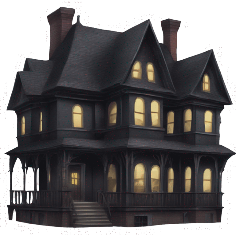 Dark dilapidated 8 story sprawling Haunted Addams manor hotel with attached garage Nevermore Academy  emoji