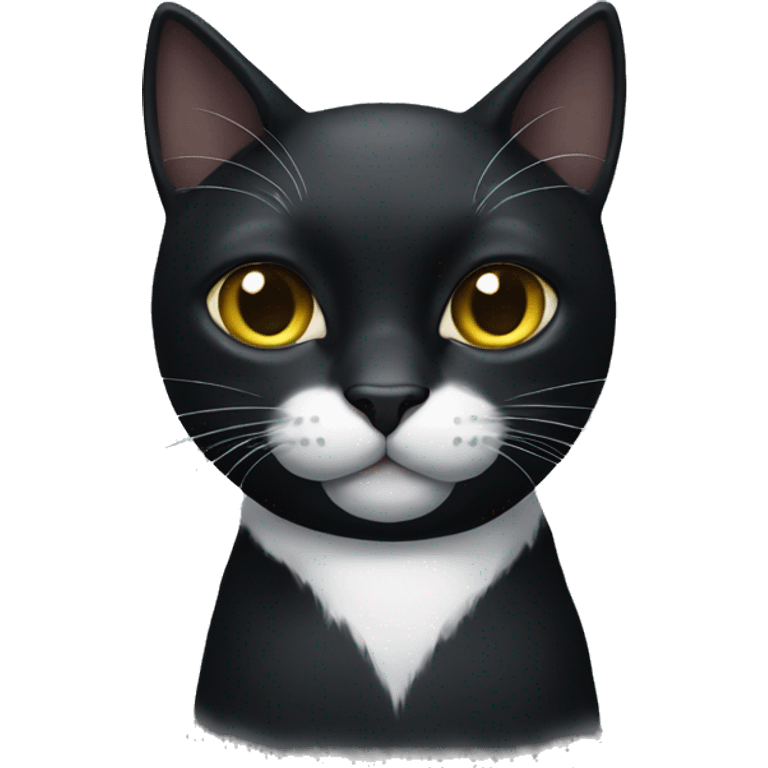 Black cat with white on chest  emoji