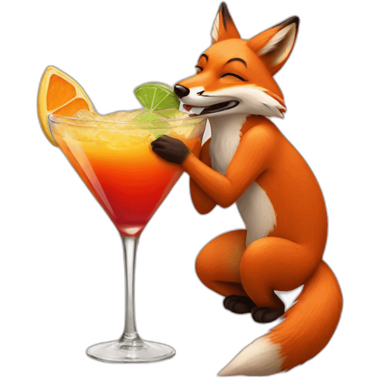 Fox drinking cocktail emoji