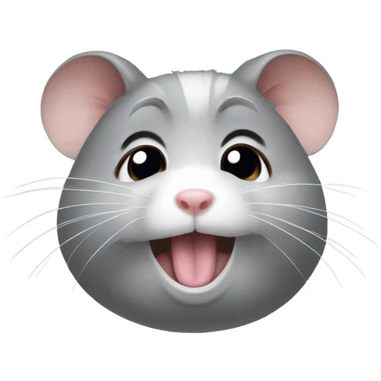 a gray hamster that cries very loudly and tears are visible emoji