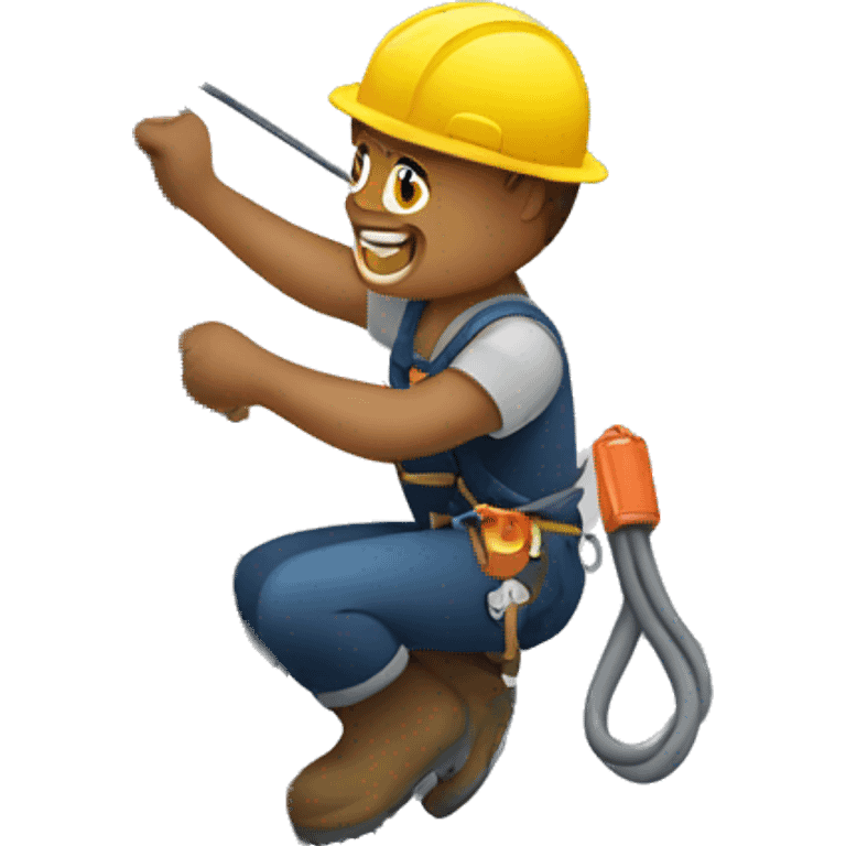 a lineman working on a power line emoji