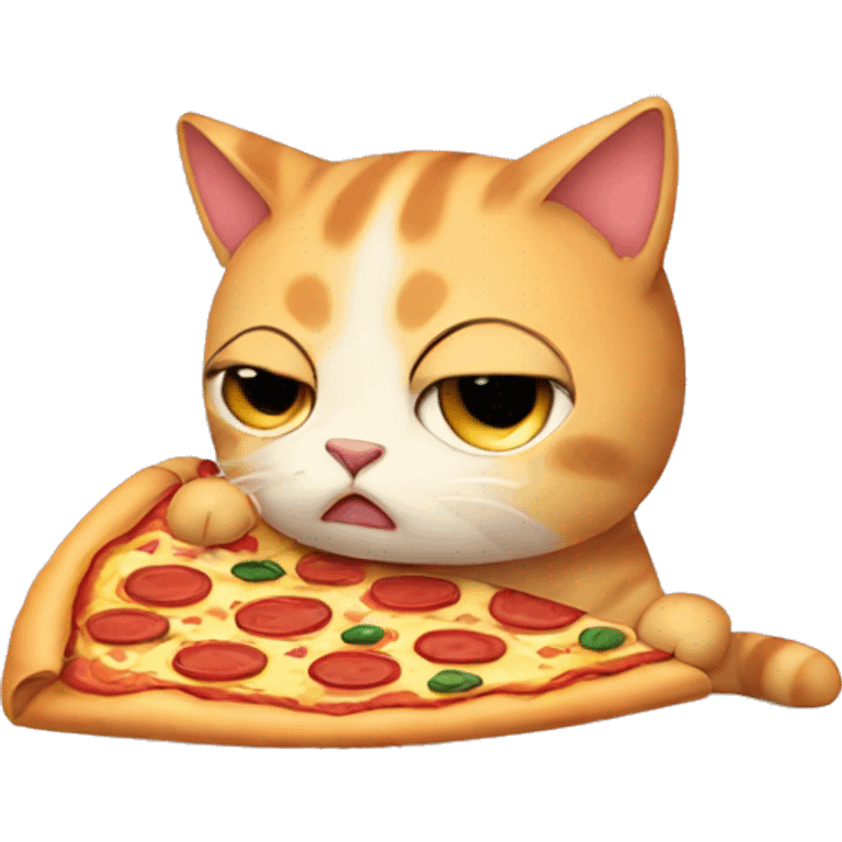 sad cat with a pizza emoji