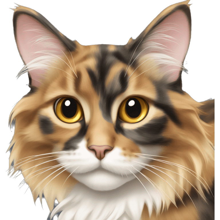 Calico mainecoon cat with bow emoji