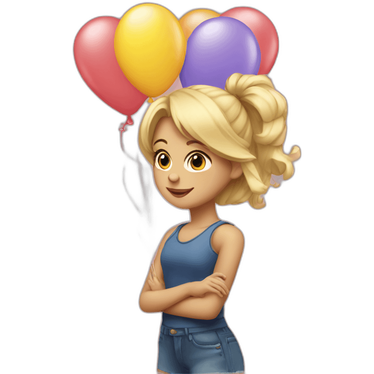 blonde girl with balloons emoji