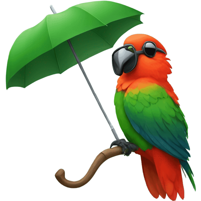 King parrot wearing sunglasses with an umbrella  emoji