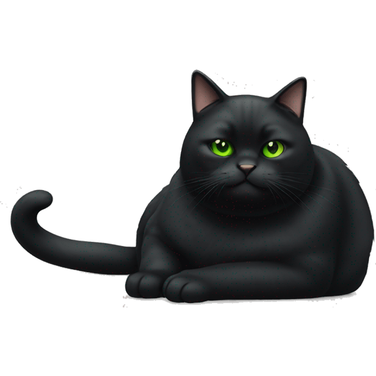 fat black cat with green eyes  emoji