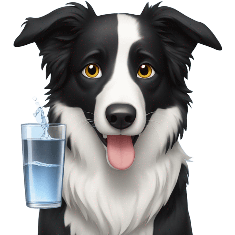 Border collie drink water emoji