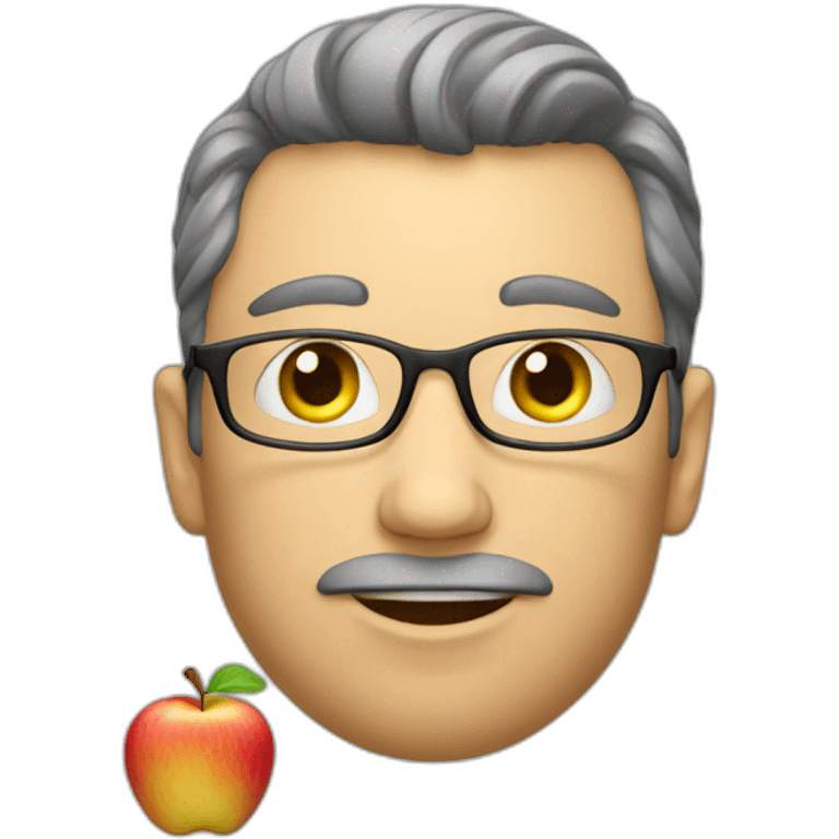 Un homme tenant une pomme emoji