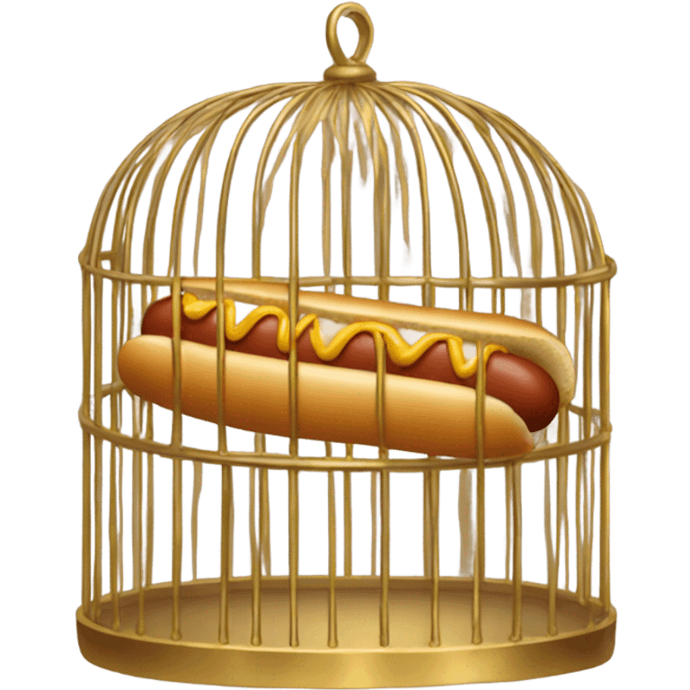 gilded cage with a hot dog emoji