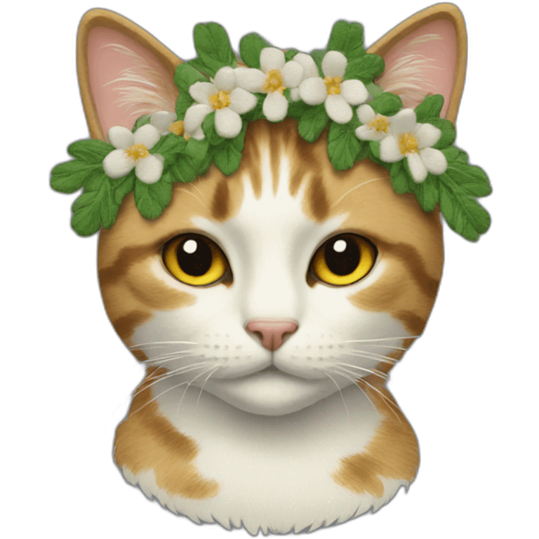 cat in embroidered clothes with a wreath on her head emoji