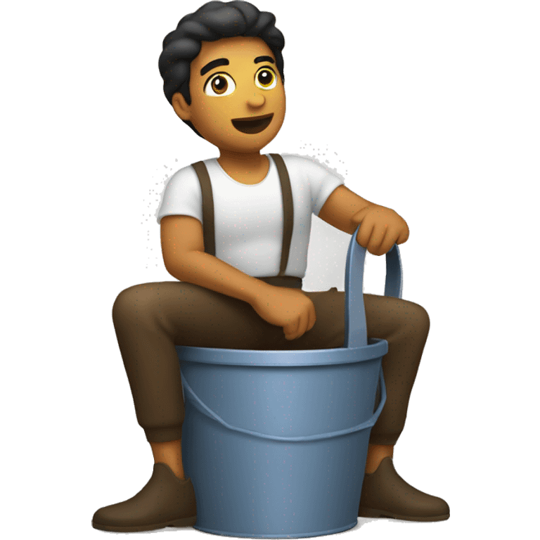 person straining while sitting on a bucket emoji