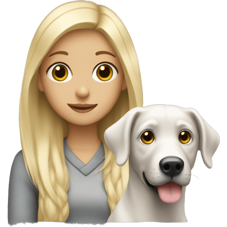 Blonde girl with a silver lab emoji