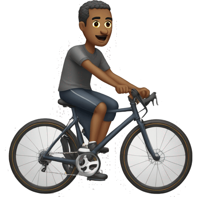 man cycling in trousers and t shirt on a flat handle bar bike  emoji