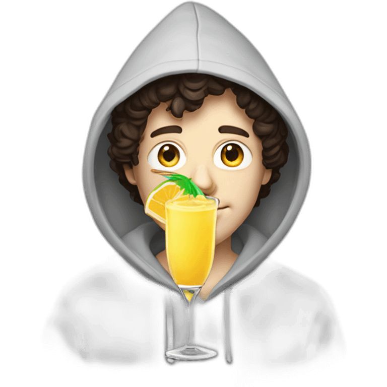 josh brener from silicon valley in hoodie holding Piña colada emoji