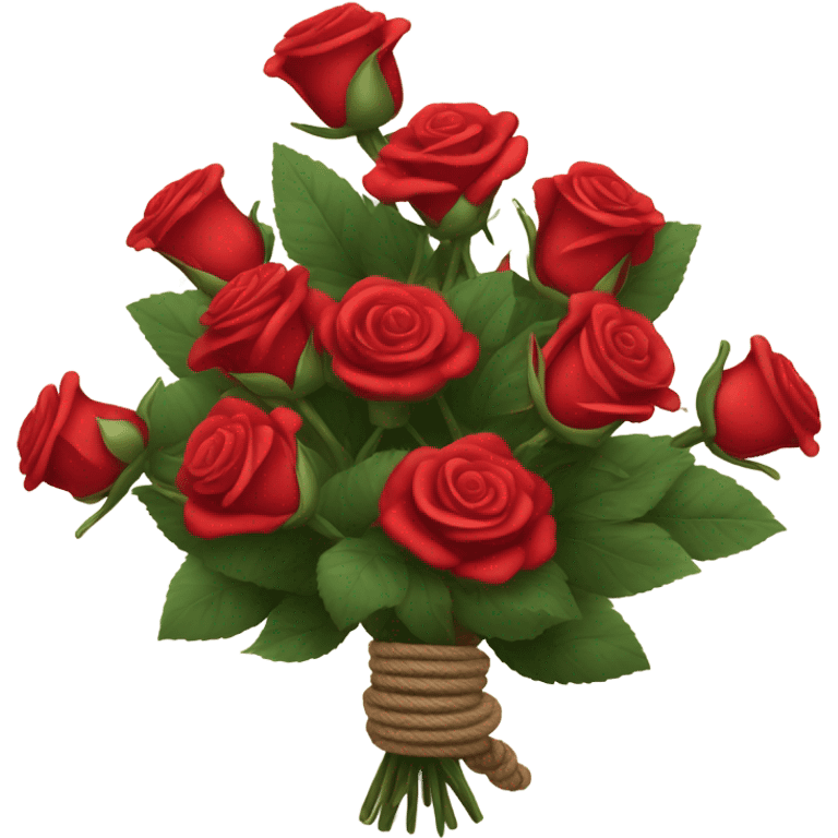 Bouquet red roses binded with one piece rope emoji