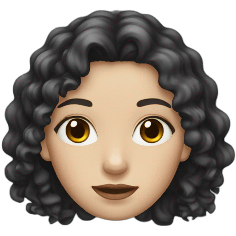 white woman with black curly long hair emoji