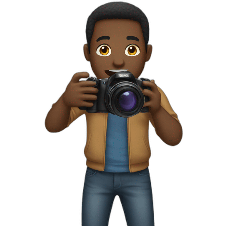 black men taking photo emoji