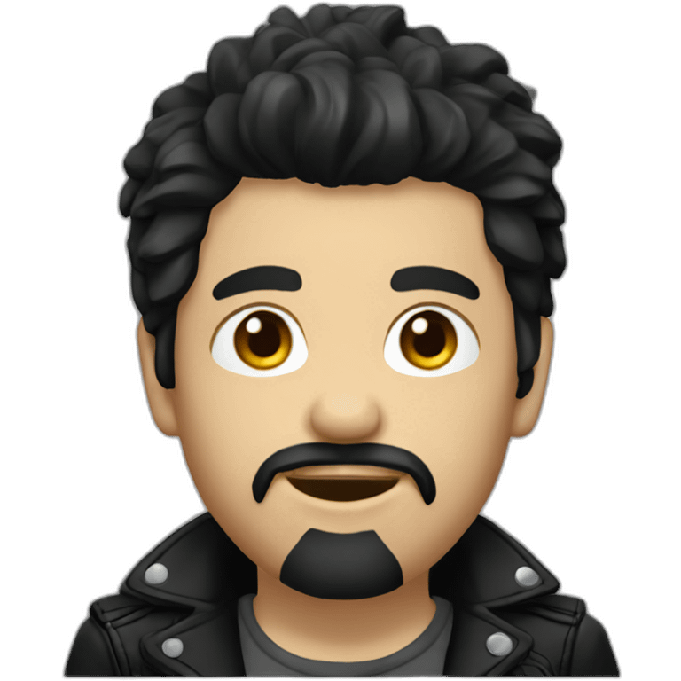 Boy rocker with Black hair lether jacket short beard emoji