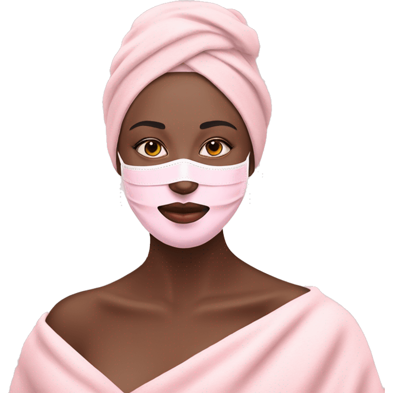 Lady with pastel pink face mask spa beauty full face relaxing emoji