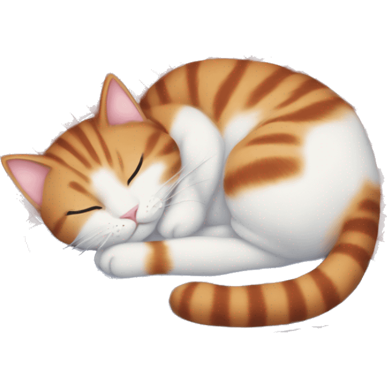 A red striped cat sleeps sweetly on a blue and white plaid emoji