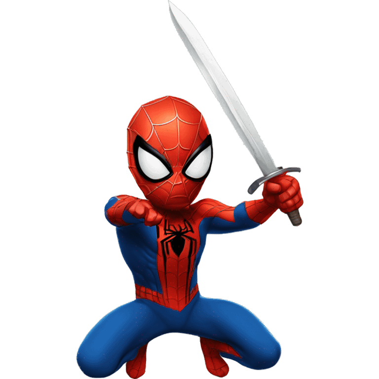 Spider-man with a sword in a slicing pose emoji