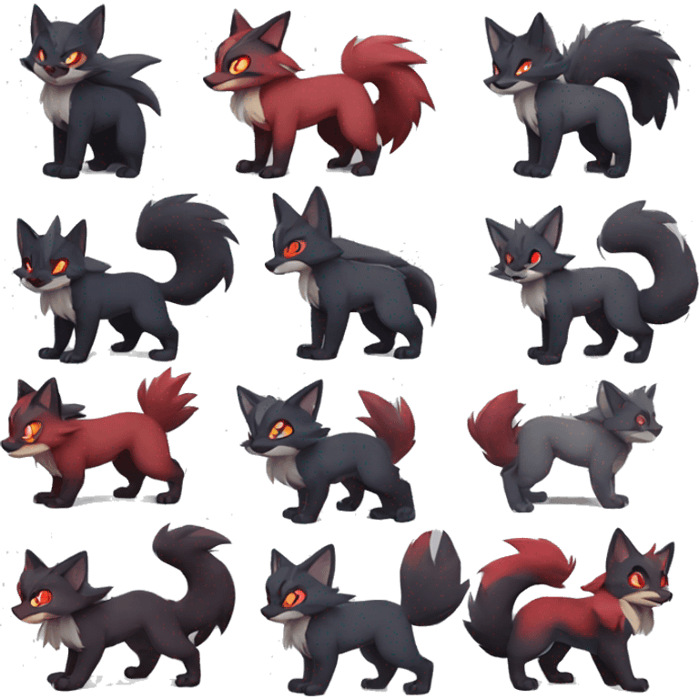 Litten-Zoroark-Mightyena-Zorua full body emoji