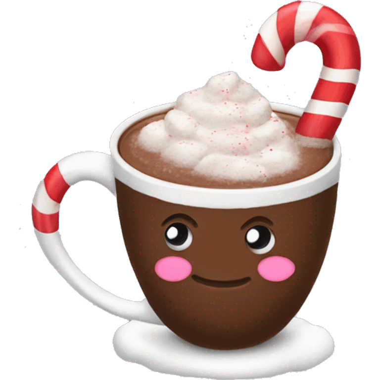 Hot cocoa with candy cane emoji