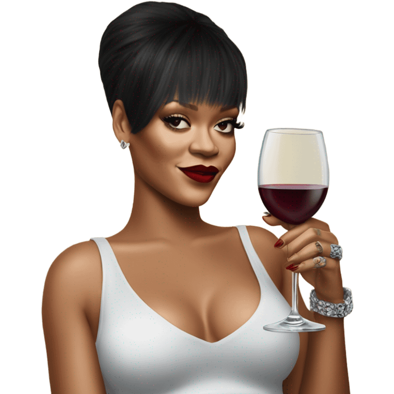 Photo Realistic Rihanna with wine glass emoji