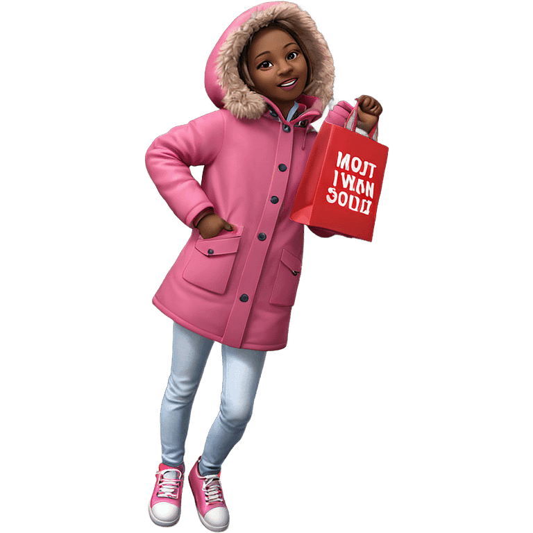 girl in pink coat standing emoji