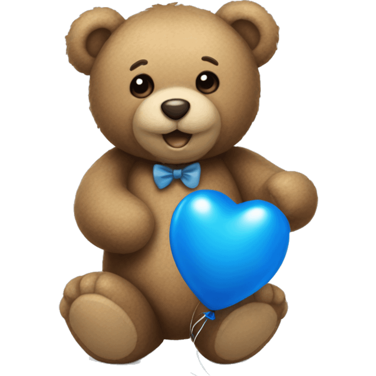 Teddy bear holding blue balloons emoji