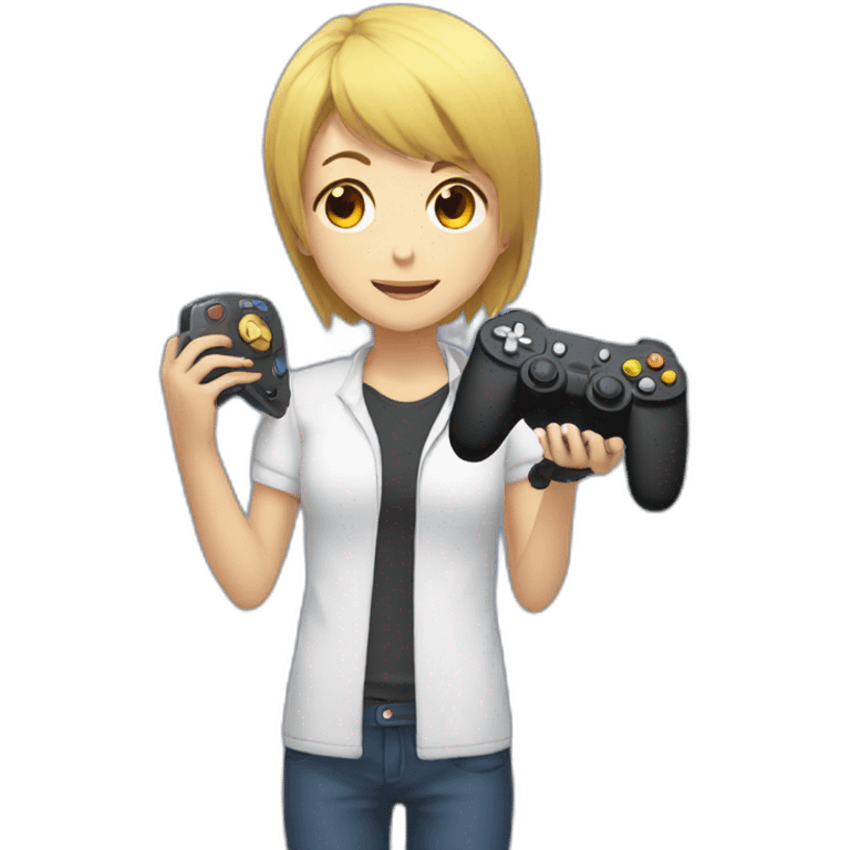  Anime character holding Games controller emoji