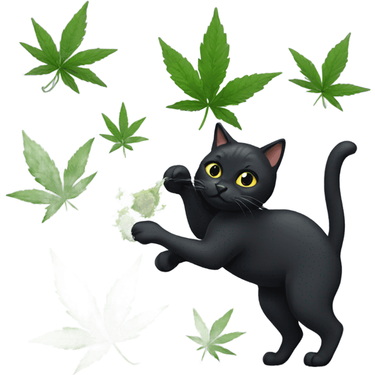 Black cat with weed emoji