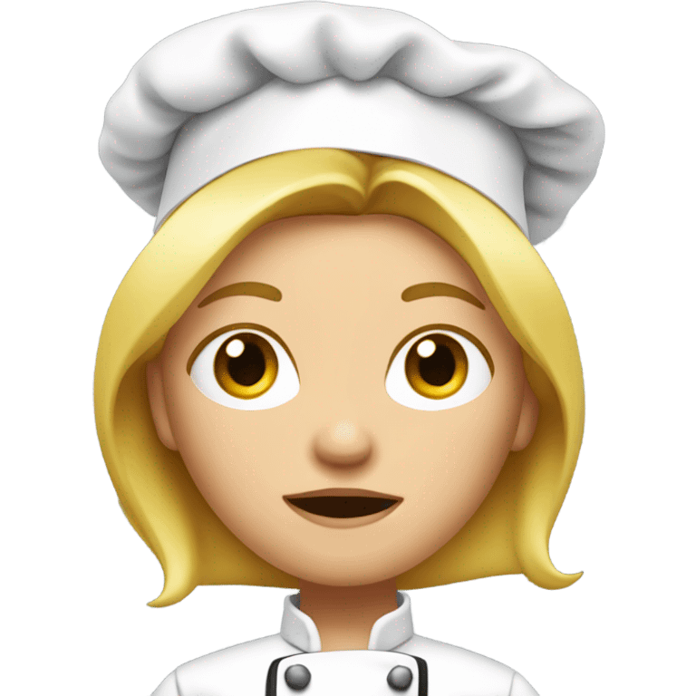 Female chef blonde hair so mad her face is red emoji