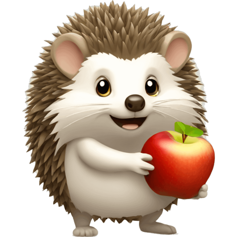 hedgehog with an apple emoji